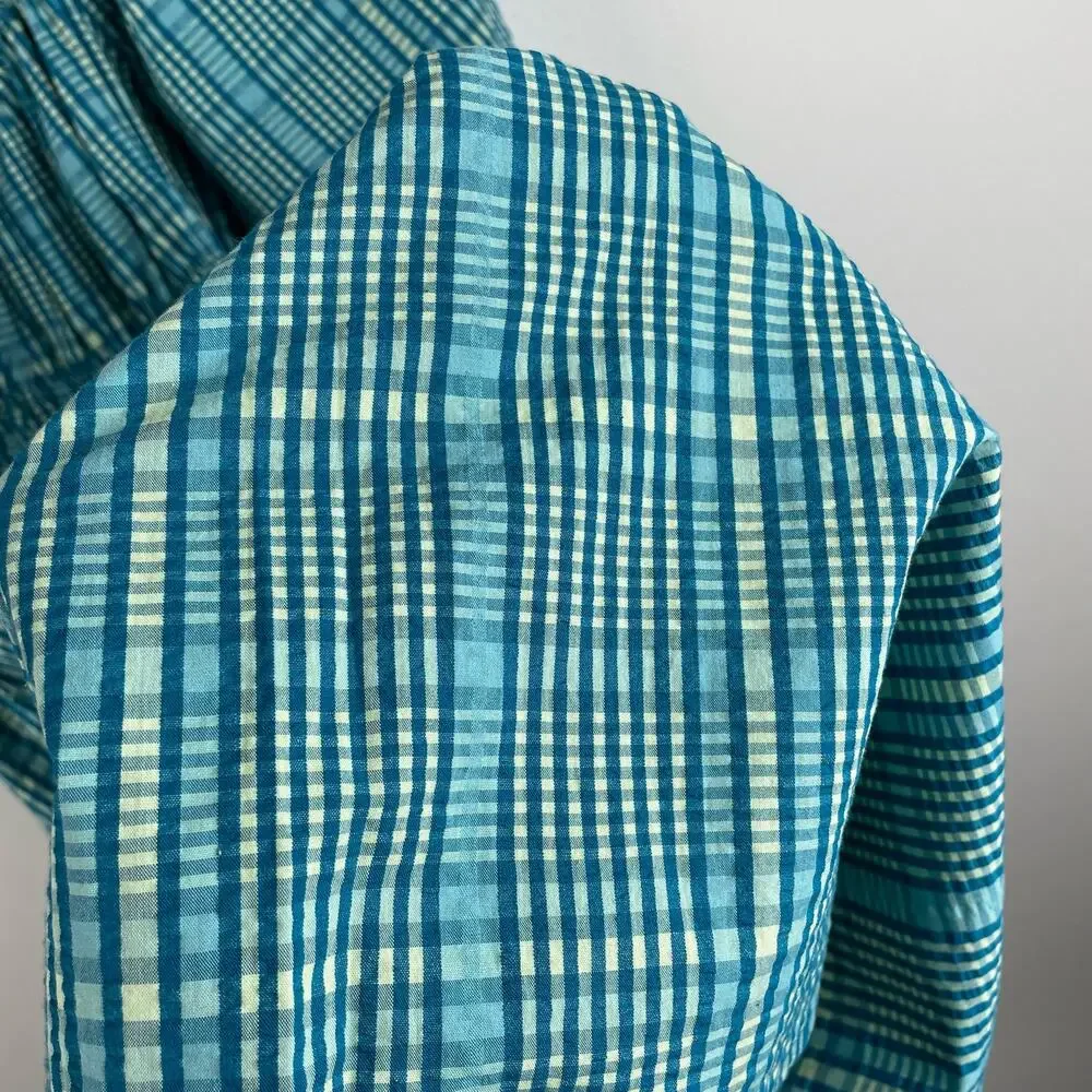 Rails Brenda Check Plaid Cotton Blend Minidress Augusta Size M NWOT Teal Blue